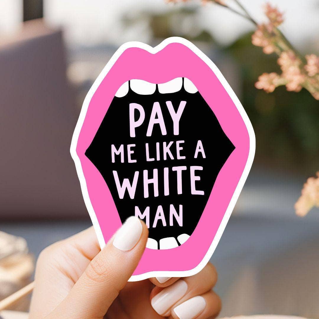 Sticker with pink lips and text &