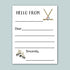 a letterhead with a hockey stick and skates, along with a blank space for a message.