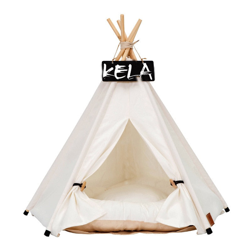 Pet Tent House Cat &amp; Dog Bed – Portable Teepee with Thick Cushion | 6 Colors