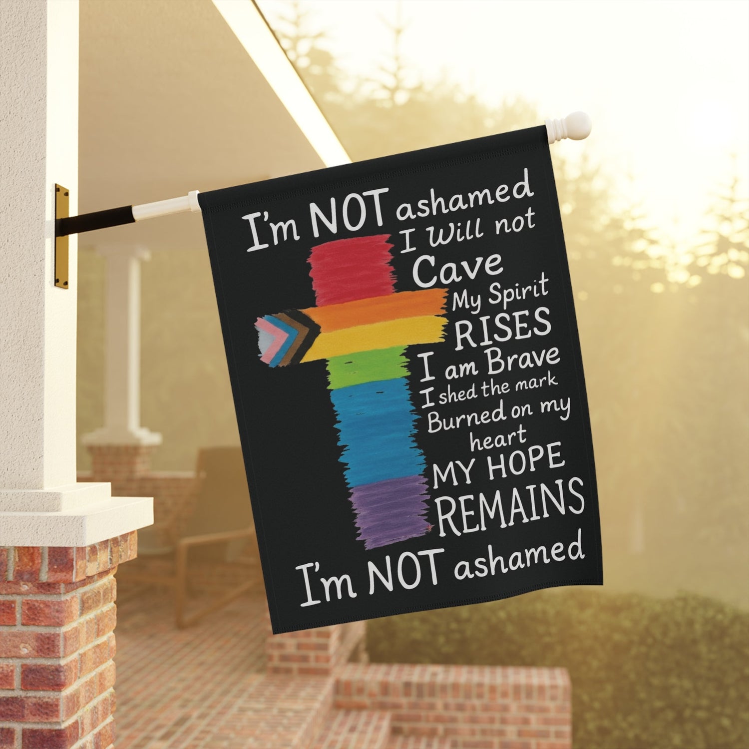 Inclusion Cross Garden Flag | Progress Pride | Not Ashamed