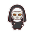 Cartoon character of a nun with yellow eyes on a white background