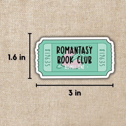 Sticker resembling a movie ticket with &