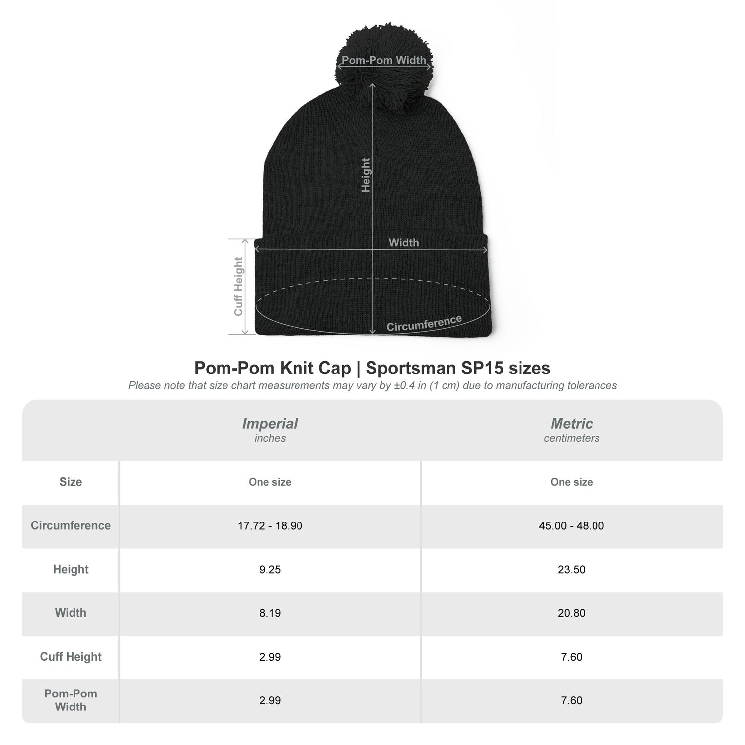 Pom-Pom Knit Cap - Embroidered &