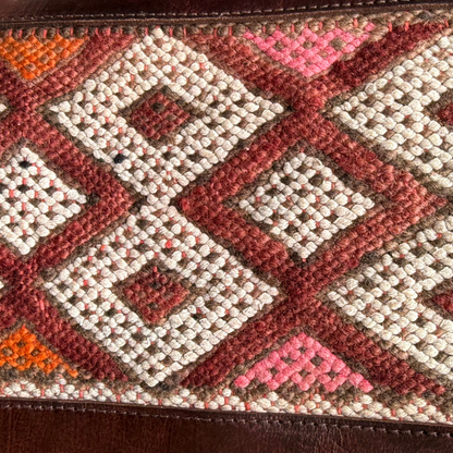 Leather &amp; Kilim Crossbody Bag – Handmade in Morocco from Full-Grain Vegetable-Tanned Leather