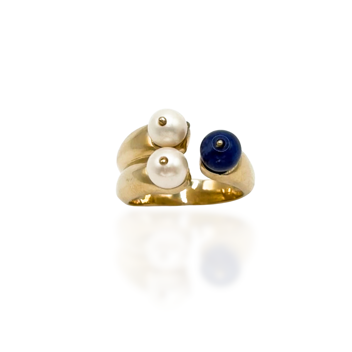 Three Wise Women handmade blue sodalite and pearl ring by Pichulik, ethical artisan jewelry brand, sustainable handmade jewelry South Africa, artisan rings