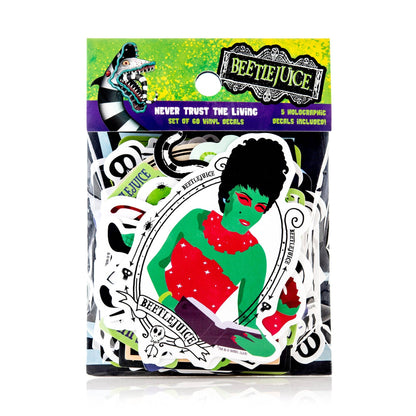 Beetlejuice Never Trust the Living Decals | 60-Pack Vinyl Sticker Set