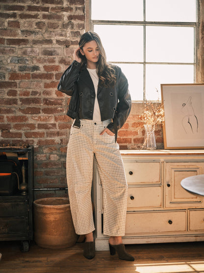 Oxford Plaid Barrel Pants