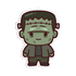 Cartoonish Frankenstein character sticker on a white background