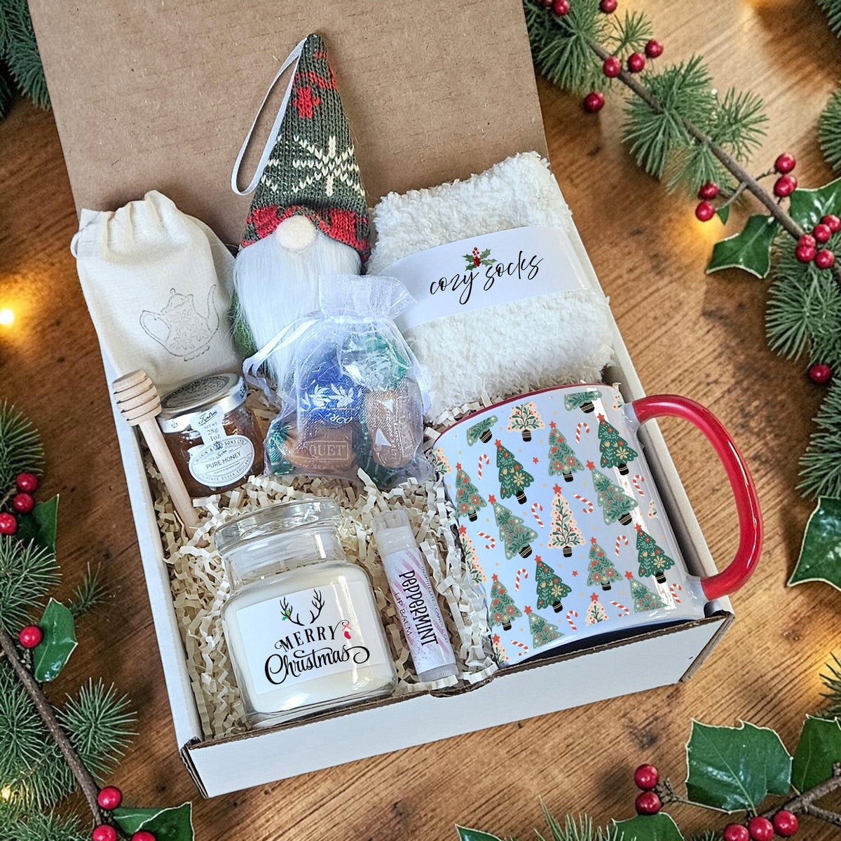 Merry Christmas Cozy Gift Box With Keepsake Ornament