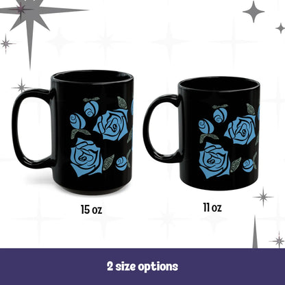 Black Ceramic Floral Rose Mug – Hidden Message Feminist Resist Coffee Mug Adult Language