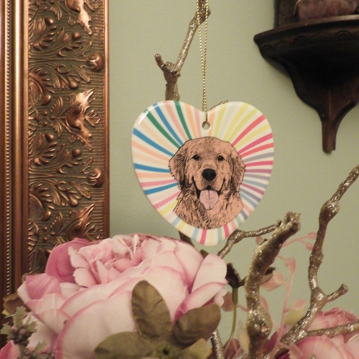 Rough Collie Ceramic Heart Ornament