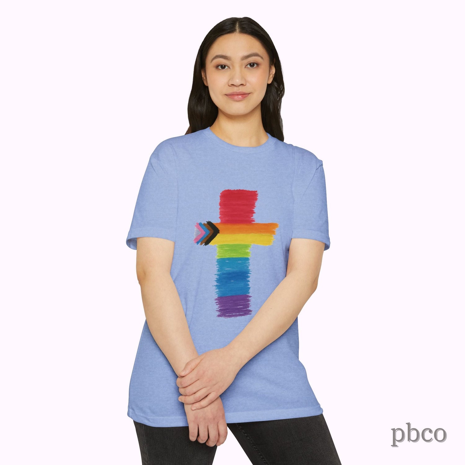 Inclusion Cross T-Shirt | Progress Pride | Affirming Faith