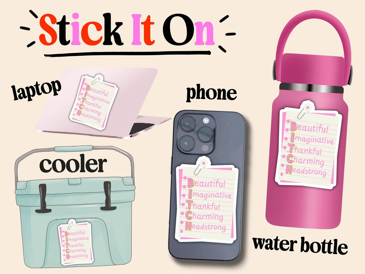 BITCH Notepad Sticker | Funny Glitter Vinyl Sticker