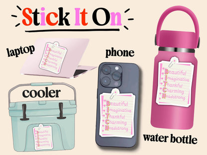 BITCH Notepad Sticker | Funny Glitter Vinyl Sticker