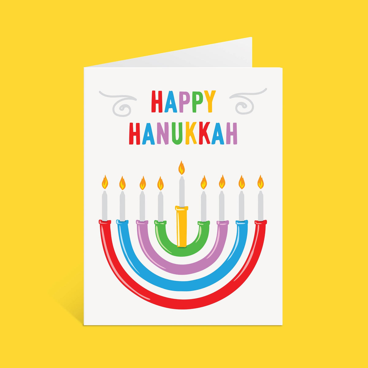 Rainbow Hanukkah Card | Colorful Menorah Holiday Greeting Card