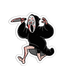 A die-cut vinyl sticker featuring a cartoon horror character in a black robe with a white screaming face mask, holding a bloody knife, on a plain white background.