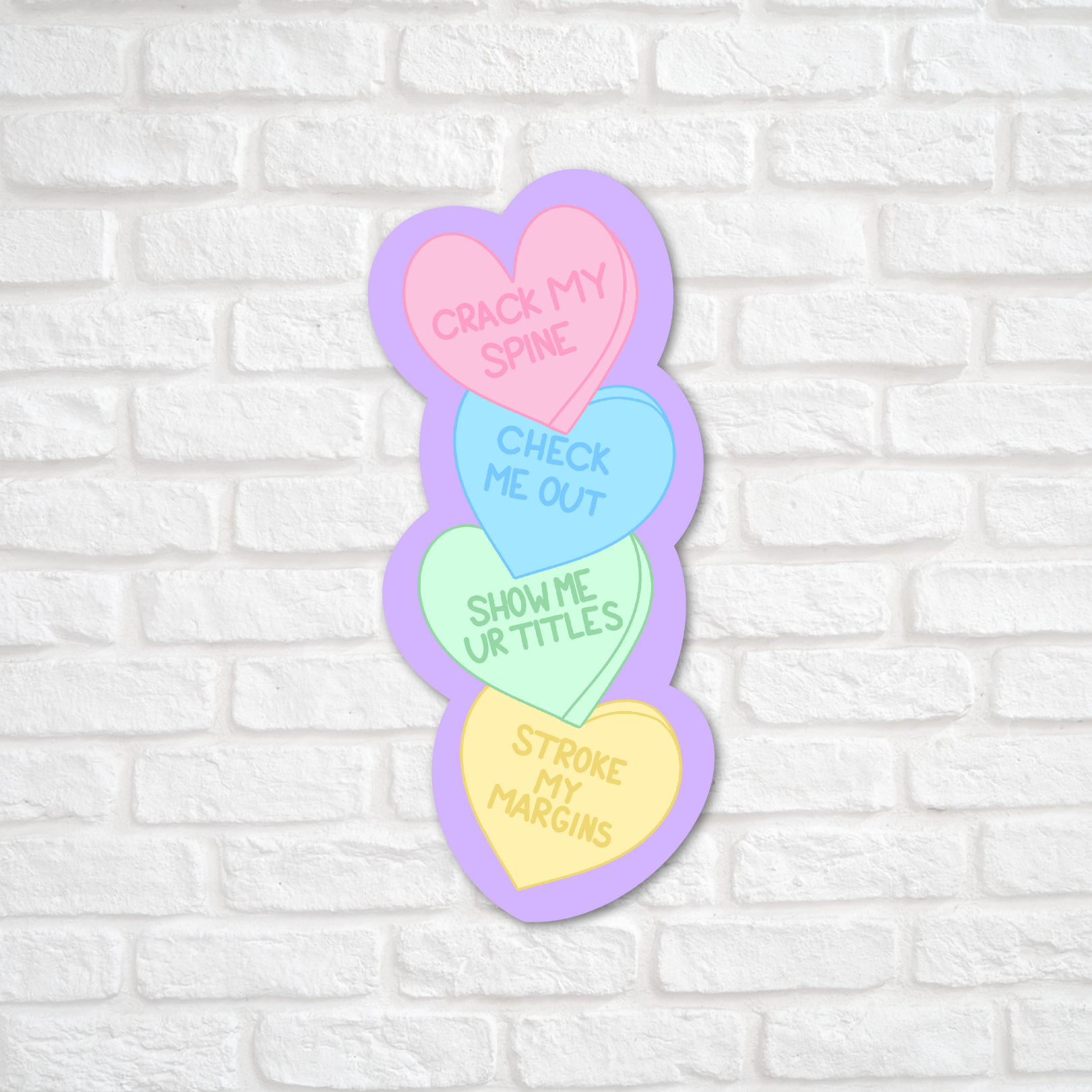 Unhinged &amp; Bookish Candy Hearts Sticker