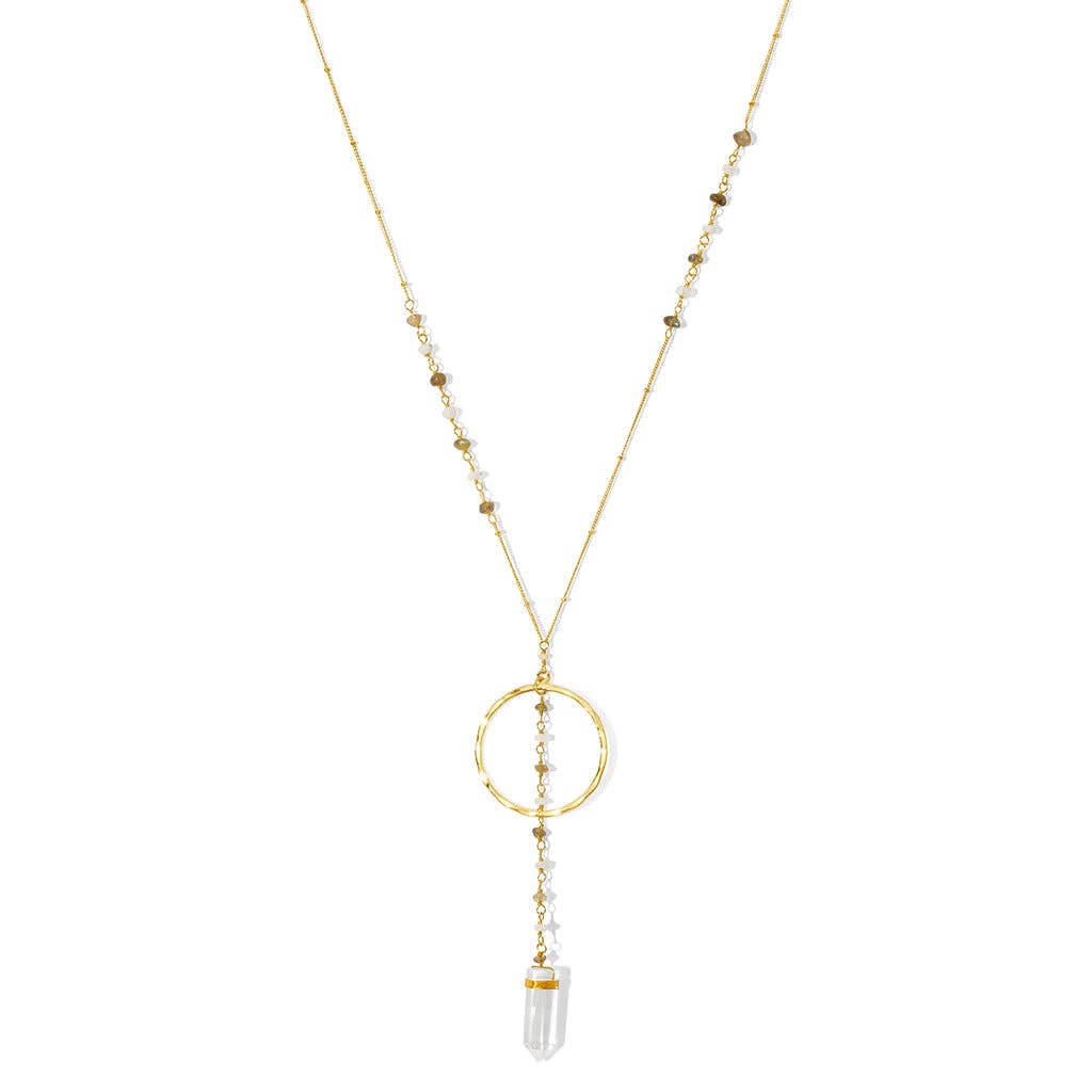 Crystal Halo Y Necklace — SLATE + SALT