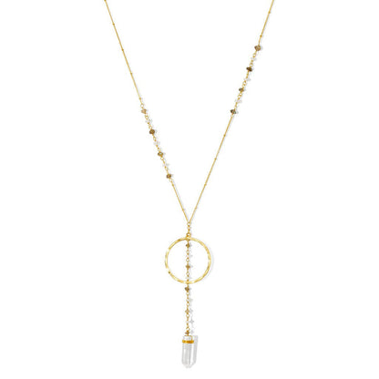 Crystal Halo Y Necklace — SLATE + SALT