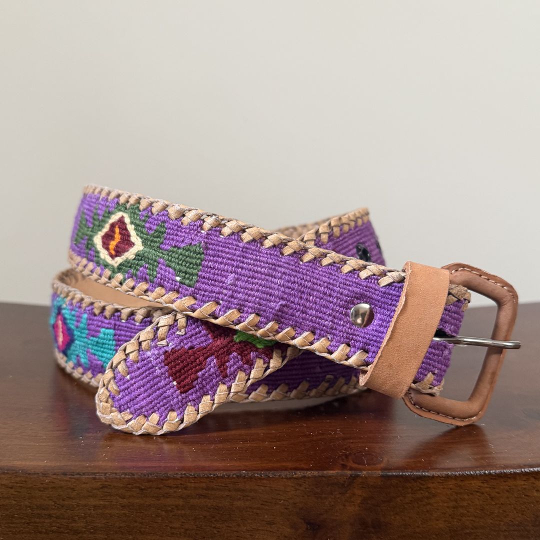 Purple Handwoven Guatemalan Whip-Stitched Belt