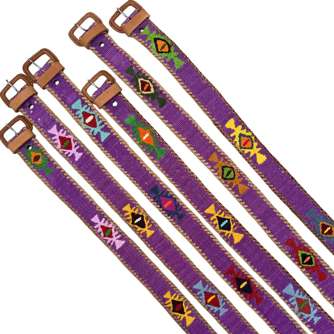 Purple Handwoven Guatemalan Whip-Stitched Belt