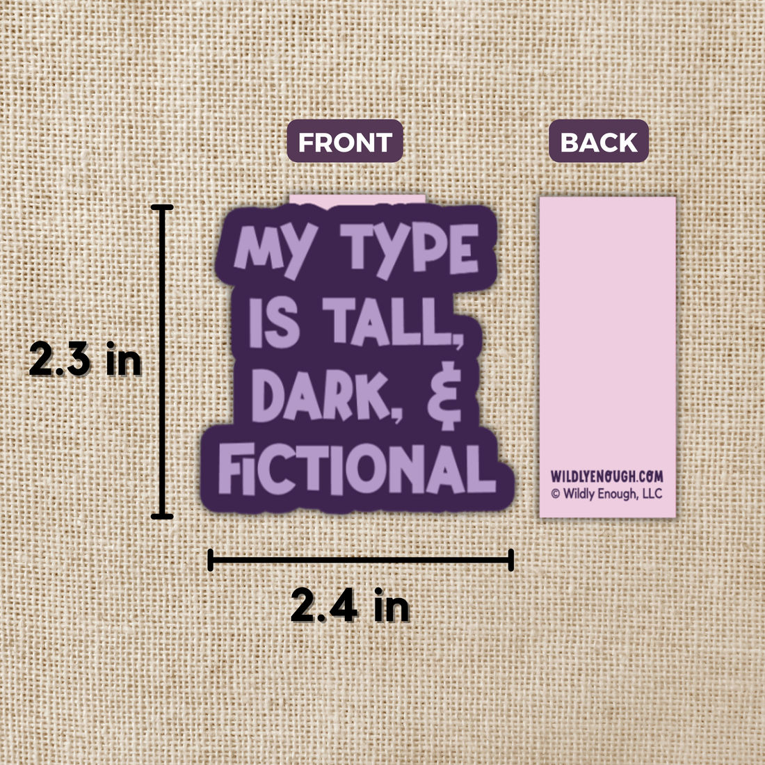 Purple sticker with text &