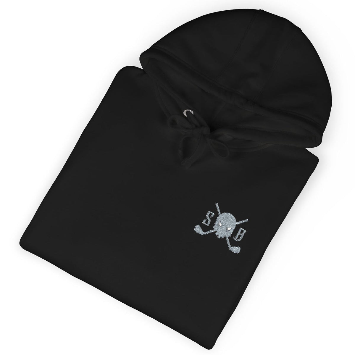 Green hoodie with a logo on a white background