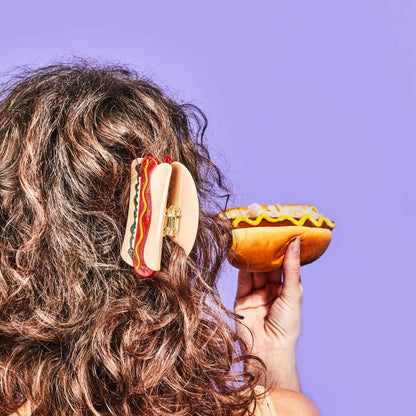 Large Hot Dog Hair Claw Clip with All the Fixins