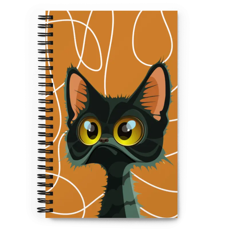 Cat with Orange Background Spiral notebook - 4Legz