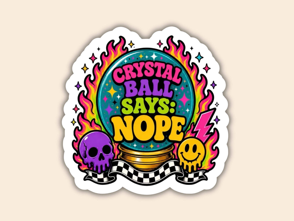 A die-cut sticker featuring a colorful graphic with the text &