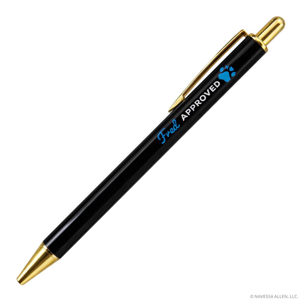 Black pen with gold accents and &