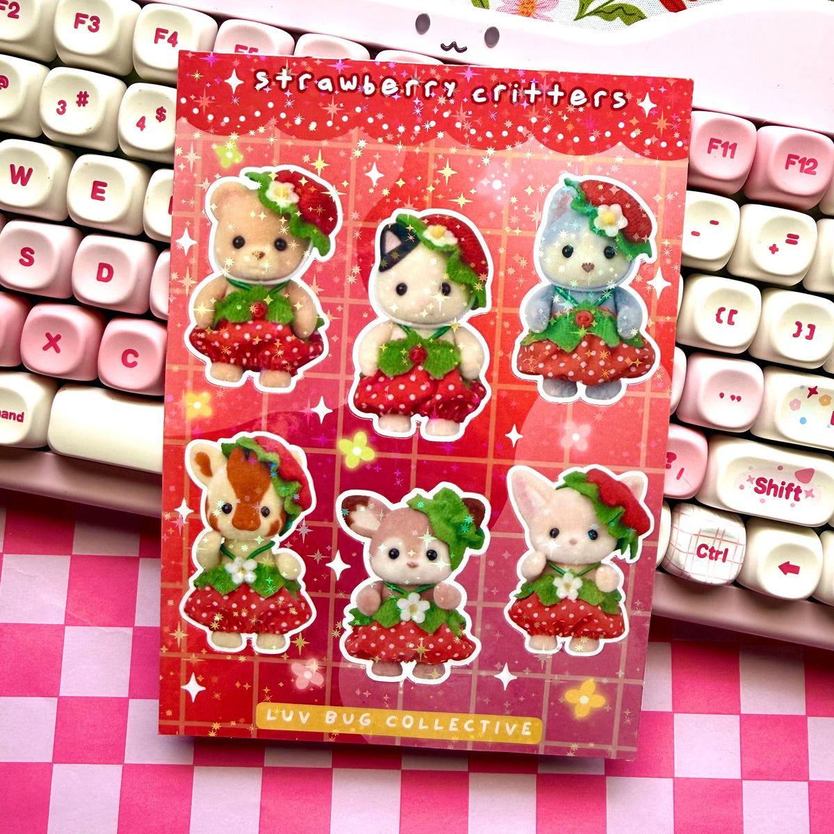 Strawberry Critters Holographic Sticker Sheet