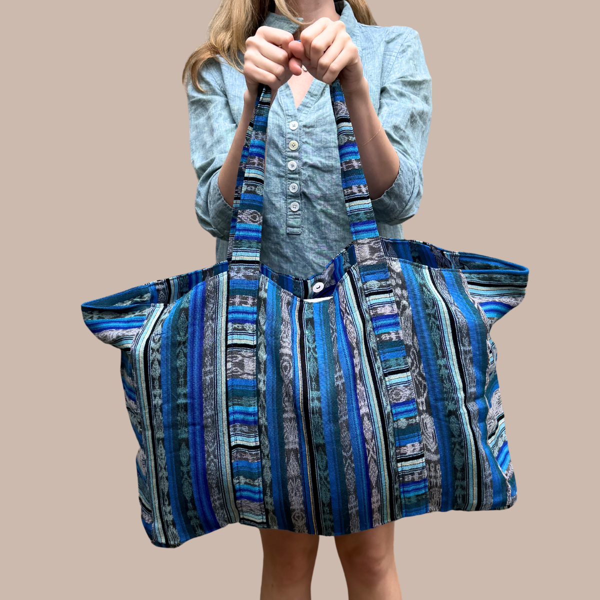 Oversized Corte Beach Tote | Handwoven Guatemalan Pool Bag