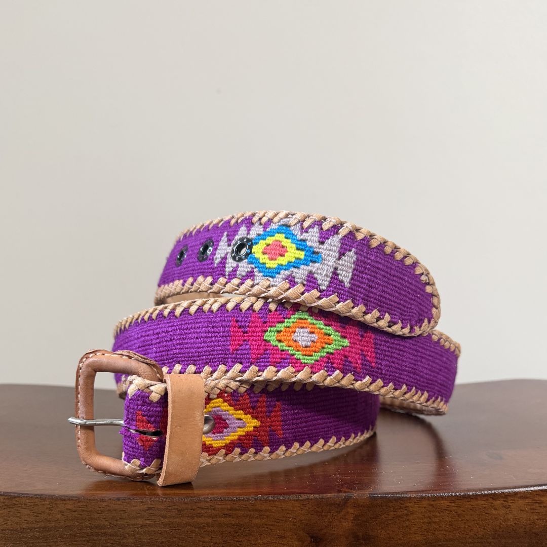 Plum Handwoven Guatemalan Whip-Stitched Belt