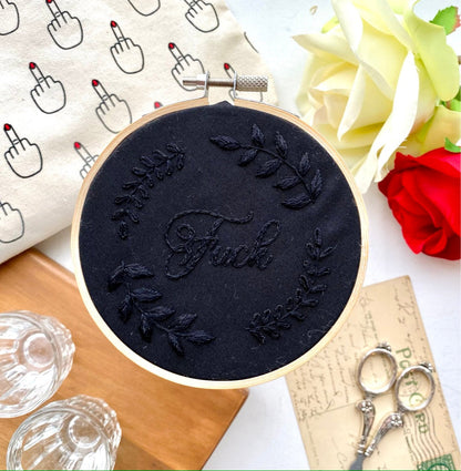 Fuck monochrome embroidery // PDF Pattern Download 4" Hoop