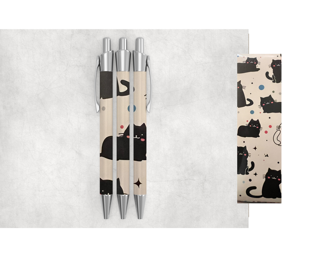 Furry Friend Pens (Set of 2) | Plush-Top Cat Pens | Writing Gift | Bossy Scribes