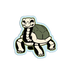 Cartoon turtle with a skeleton on a white background