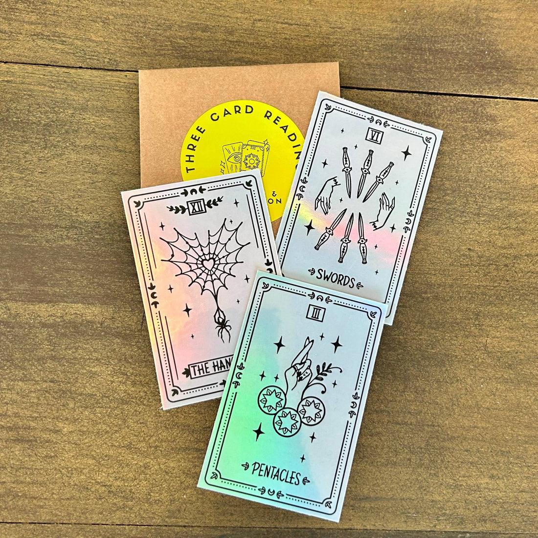 Three Card Tarot Sticker Reading | Mystery Holographic Set