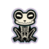 Skeleton panda sticker with a purple border on a white background