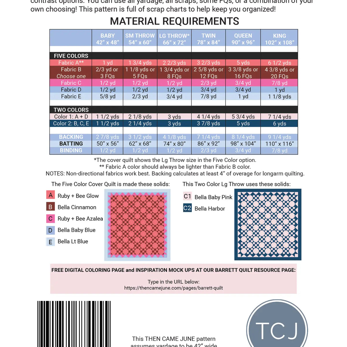 Barrett Quilt Pattern - Printed