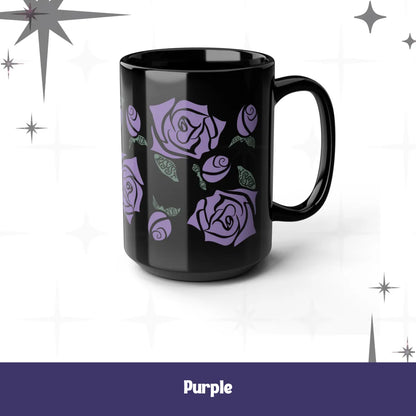 Black Ceramic Floral Rose Mug – Hidden Message Feminist Resist Coffee Mug Adult Language