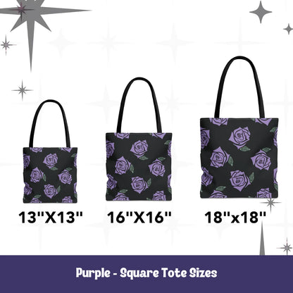 Resist Rose Pattern Tote Bag – Black Floral Statement Carryall, Blue Pink Purple Options