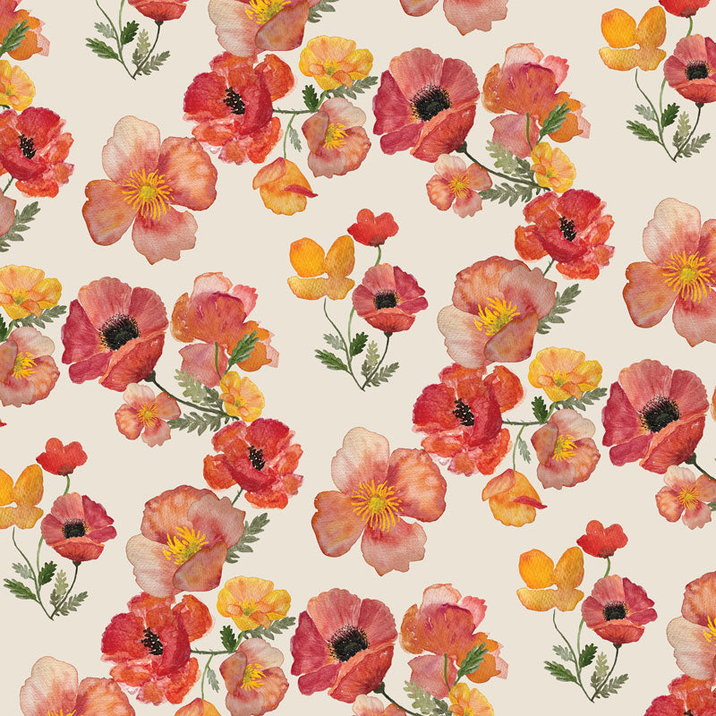 ember poppies linen tea towel