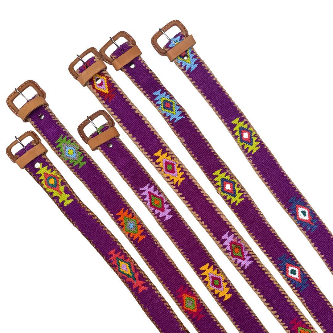 Plum Handwoven Guatemalan Whip-Stitched Belt