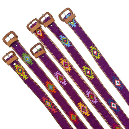 Plum Handwoven Guatemalan Whip-Stitched Belt