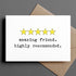 Five-star rating card with &