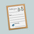The image is a greeting card with a bicycle and a bird on it. The card has a blank space for a message and a blank space for a name.
