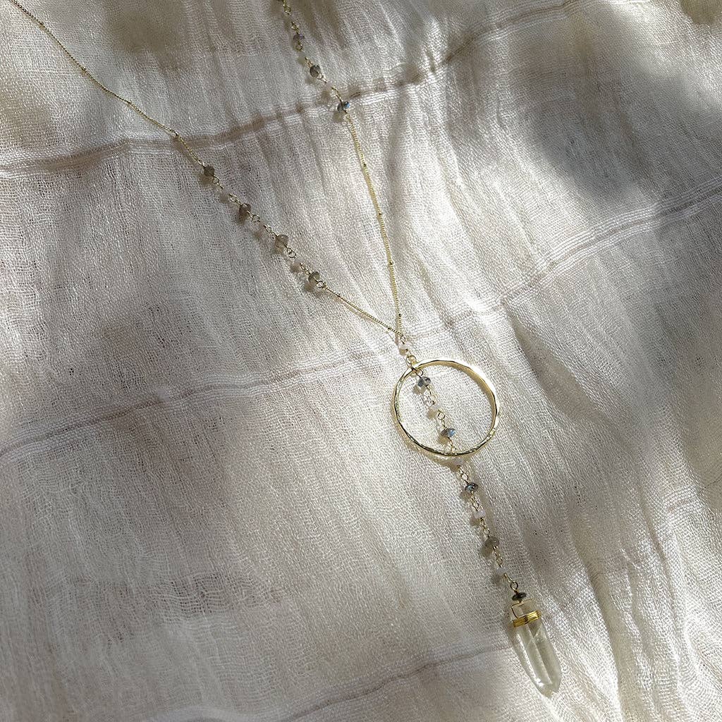 Crystal Halo Y Necklace — SLATE + SALT