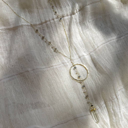 Crystal Halo Y Necklace — SLATE + SALT