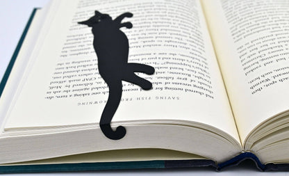 Curious Cat Hanging Bookmark | Black Metal Cat Bookmark